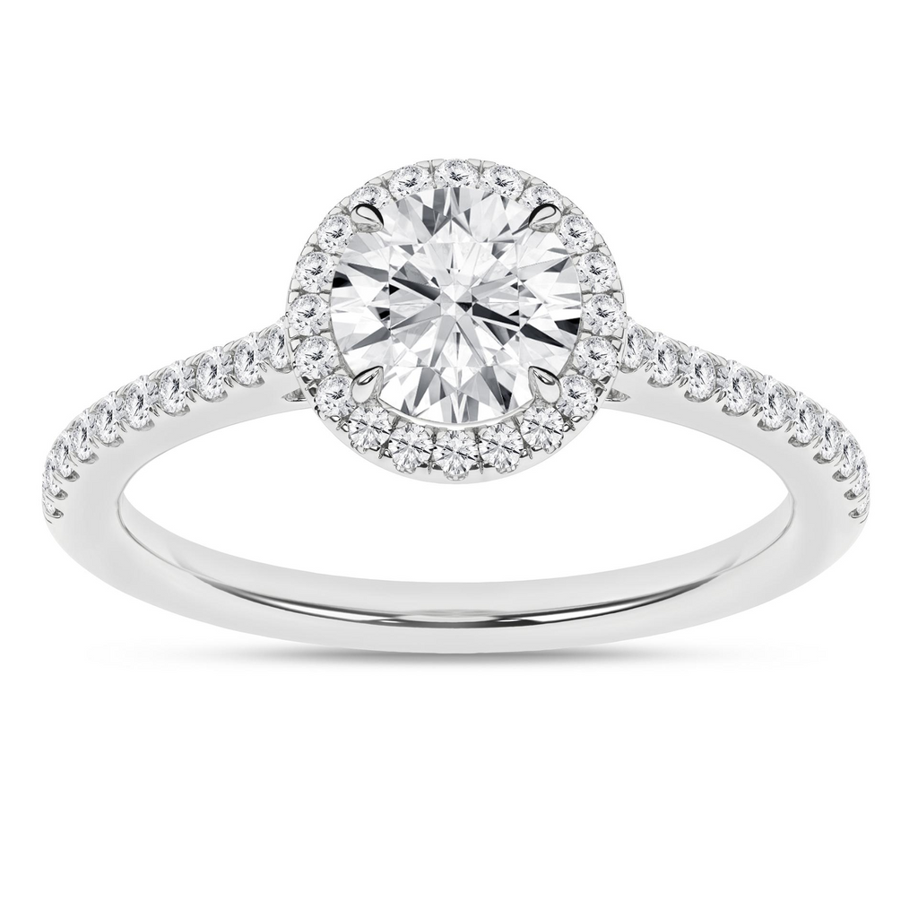 Lady's White 14 Karat Engagement Ring one = 1.04ct Round F VS Lab Grown Diamond
40 = 0.26tw Round E/F VS Lab Grown Diamonds Style: Halo
Finish: polished
Gender: Ladies