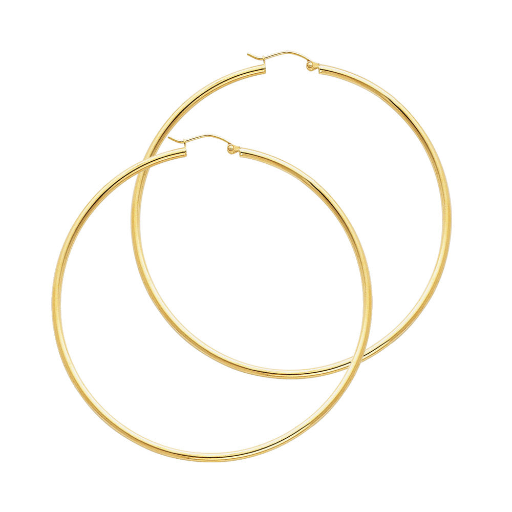 14K Y/GD 2MM 55MM RD TUBE POLISHED HOOP