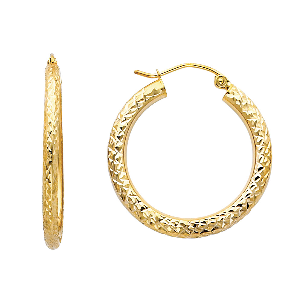 Lady's Yellow 14 Karat Earrings Style: Hollow
Finish: Polished
Lengt