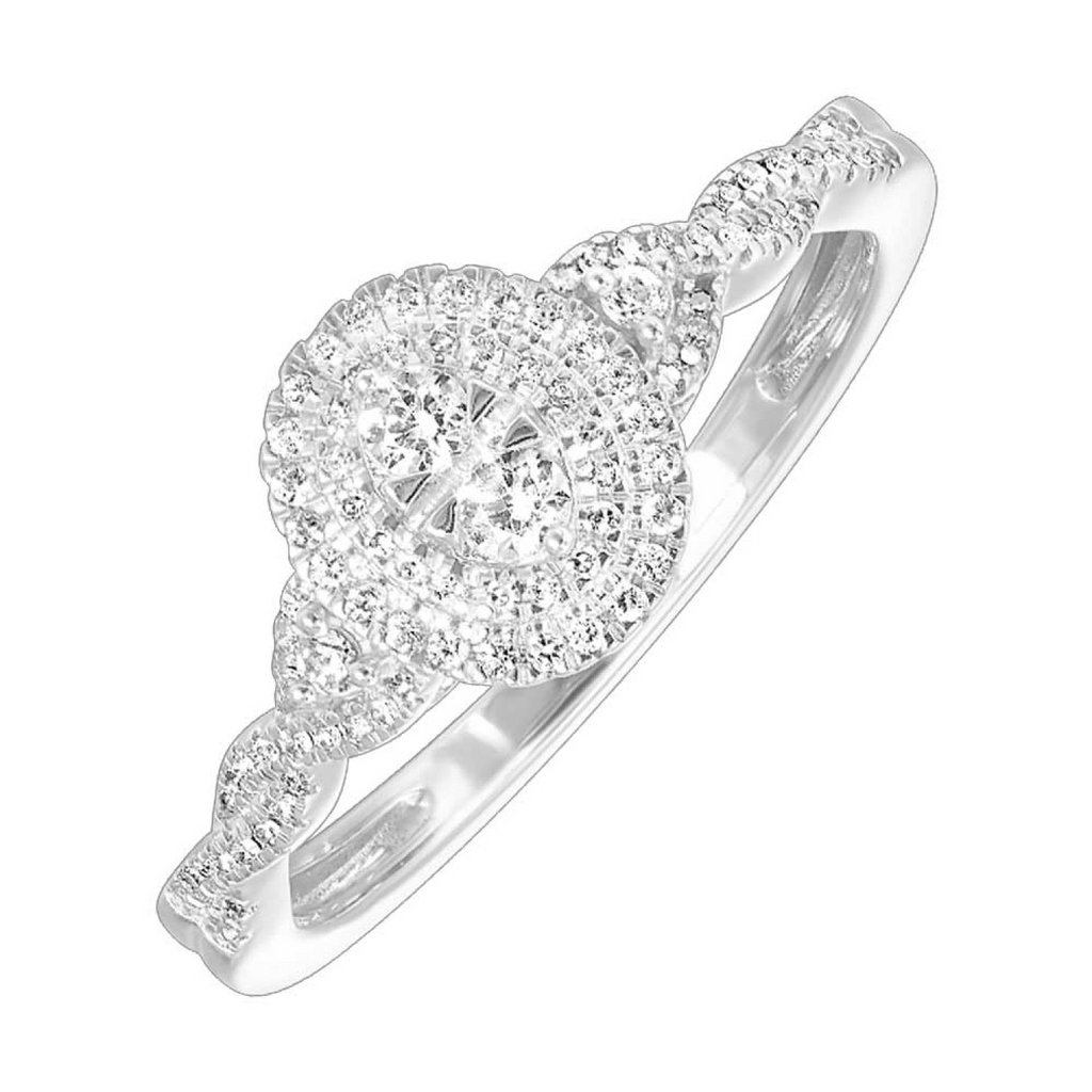 Lady's 10 Karat Engagement Ring Size 7 92=0.20tw Round Diamonds Color: