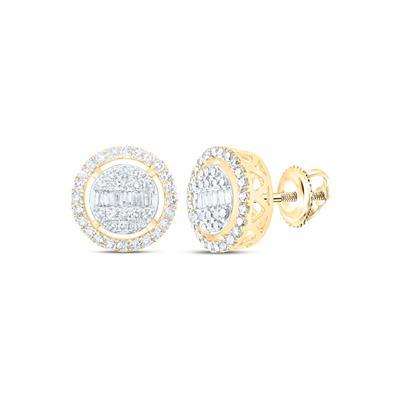 Lady's Yellow 10 Karat Round Earrings = 0.50tw Various Shapes Diamonds