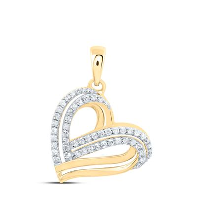 Lady's Yellow 10 Karat Gift Heart Pendant 0.333tw Round Diamonds Length: 25.92
Gender: Ladies