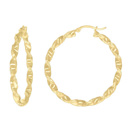 Lady's Yellow 10 Karat twisted Hoop Length 38.7 Style: Fashion
Finish: Diamond Cut 3mm