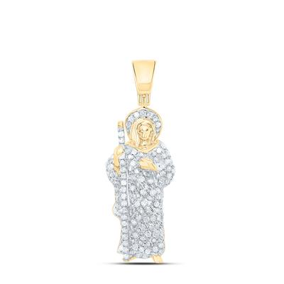 Yellow 14 Karat St Jude Pendant 0.38tw Round Diamonds