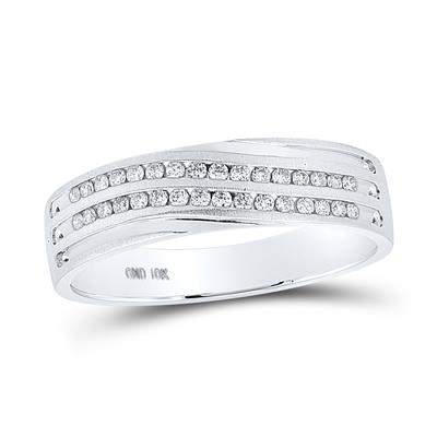 Gent's White 10 Karat Wedding Band Ring 0.25tw Round Diamonds Finish: