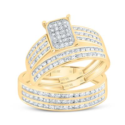 Lady's Yellow 10 Karat Wedding Set 0.875tw Round Diamonds Finish: Poli