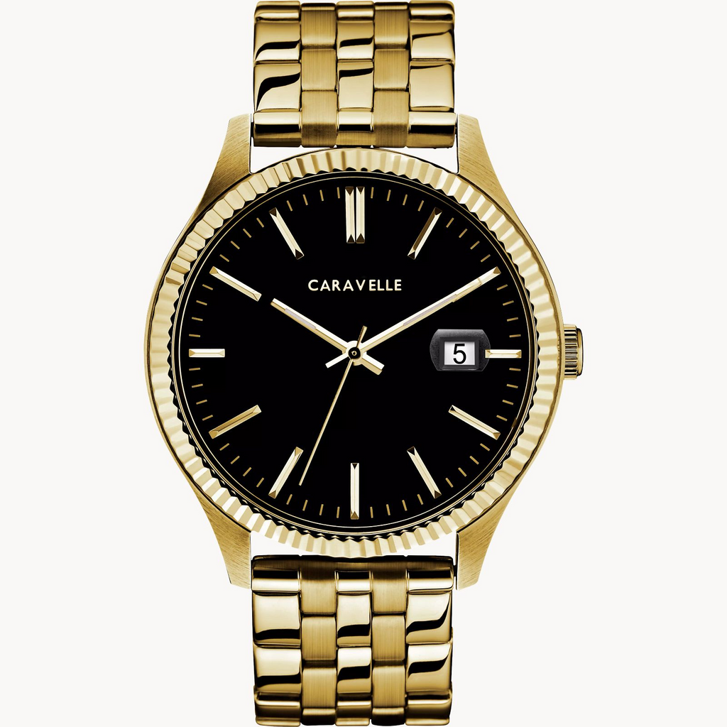Watch Metal:Stainless Steel Caravelle
Finish: Strap blak face
Gender