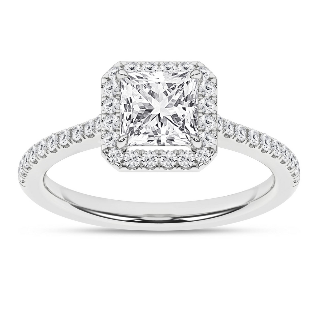 Lady's White 14 Karat Engagement Ring one = 1.00ct Princess F VS Lab G