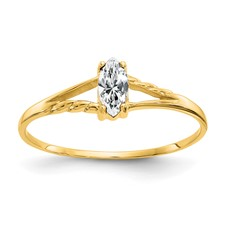 Lady's 10 Karat Fashion Ring genuine marquise White topaz (april) Size
