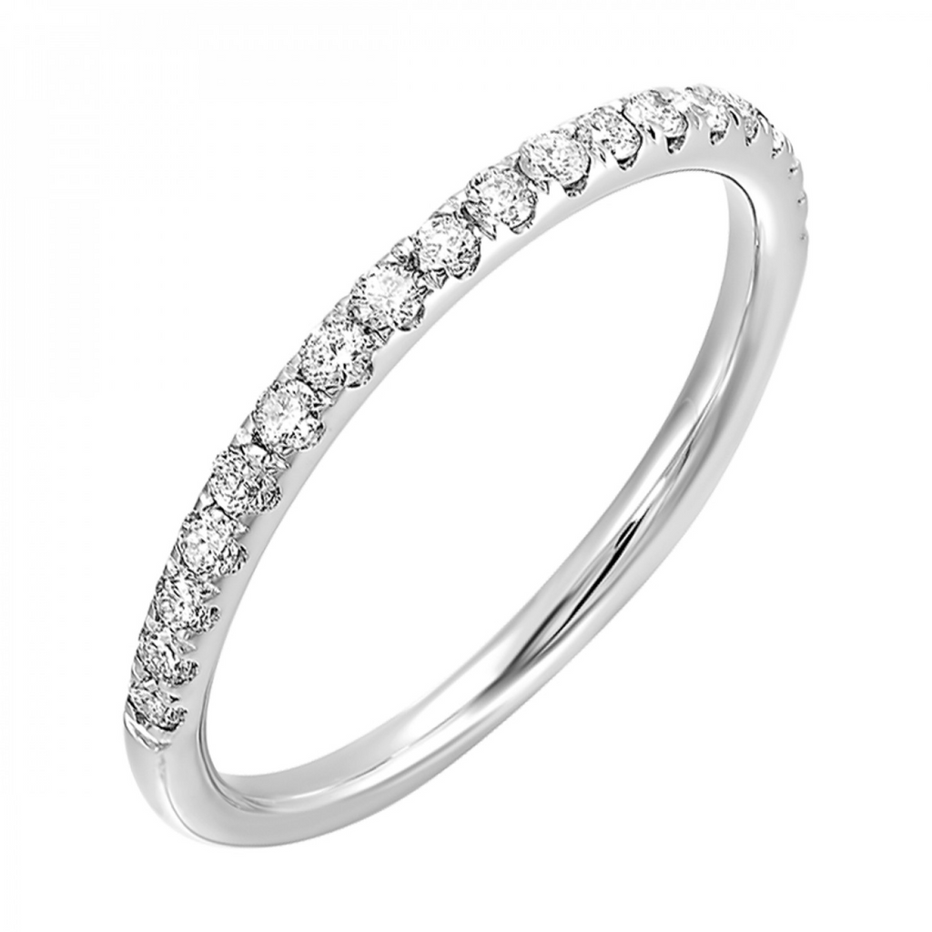 Lady's White 14 Karat Wedding Band 17 0.333tw Round I1 Diamonds Finish