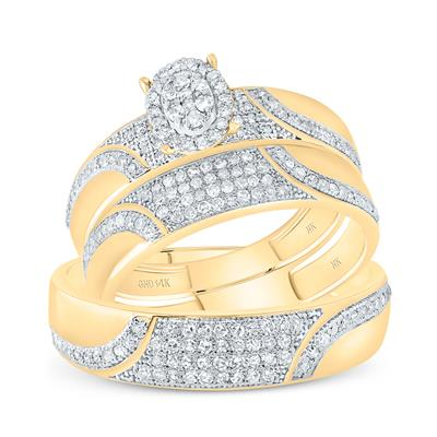 Lady's White 10 Karat Wedding Set 0.75tw Round Diamonds Finish: Polish