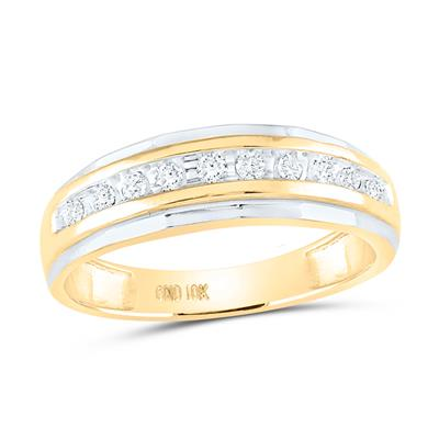 Yellow 10 Karat Men's Diamond Wedding Band = 0.25tw Round Diamonds Fin