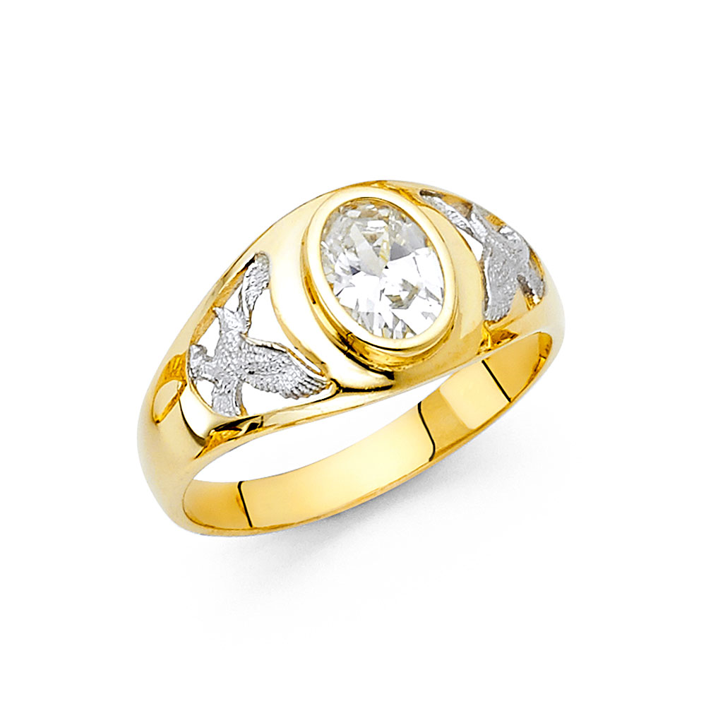Gent's Two-Tone 14 Karat Cz eagle Fashion Ring