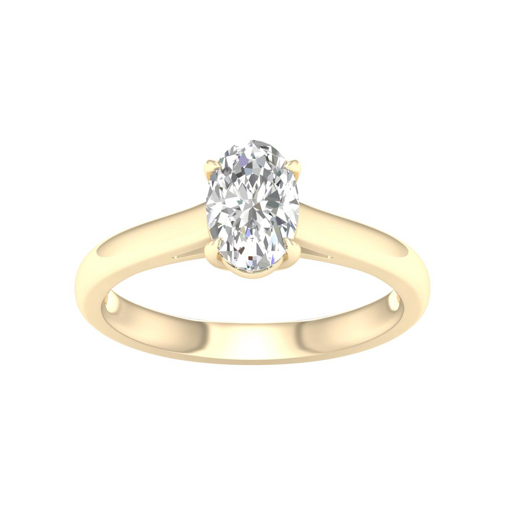 Lady's Yellow 14 Karat Engagement Ring one = 1.01ct Oval F VS2 Lab Gro