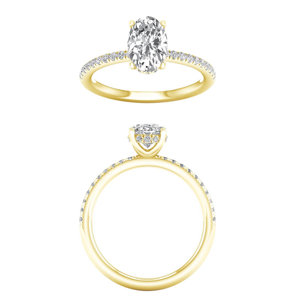 Lady's Yellow 14 Karat Engagement Ring one = 2.00ct Oval F VS Lab Grow