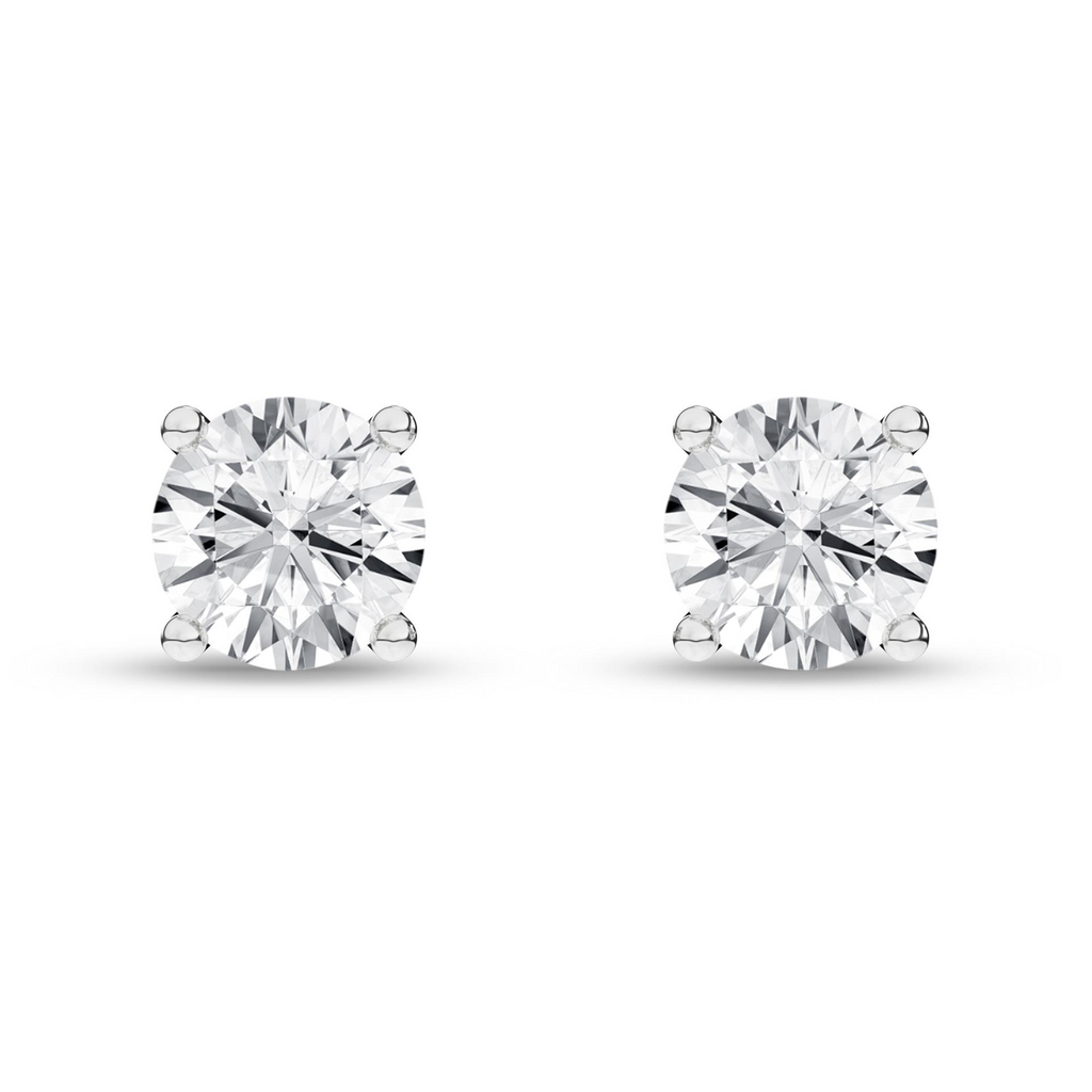 White 14 Karat Solitarie Stud Earrings 2 0.50tw Round E/F VS Lab Grown