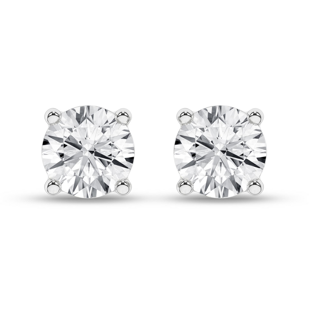 White 14 Karat Earrings 2 = 1.00tw Round E/F VS Lab Grown Diamonds Gen