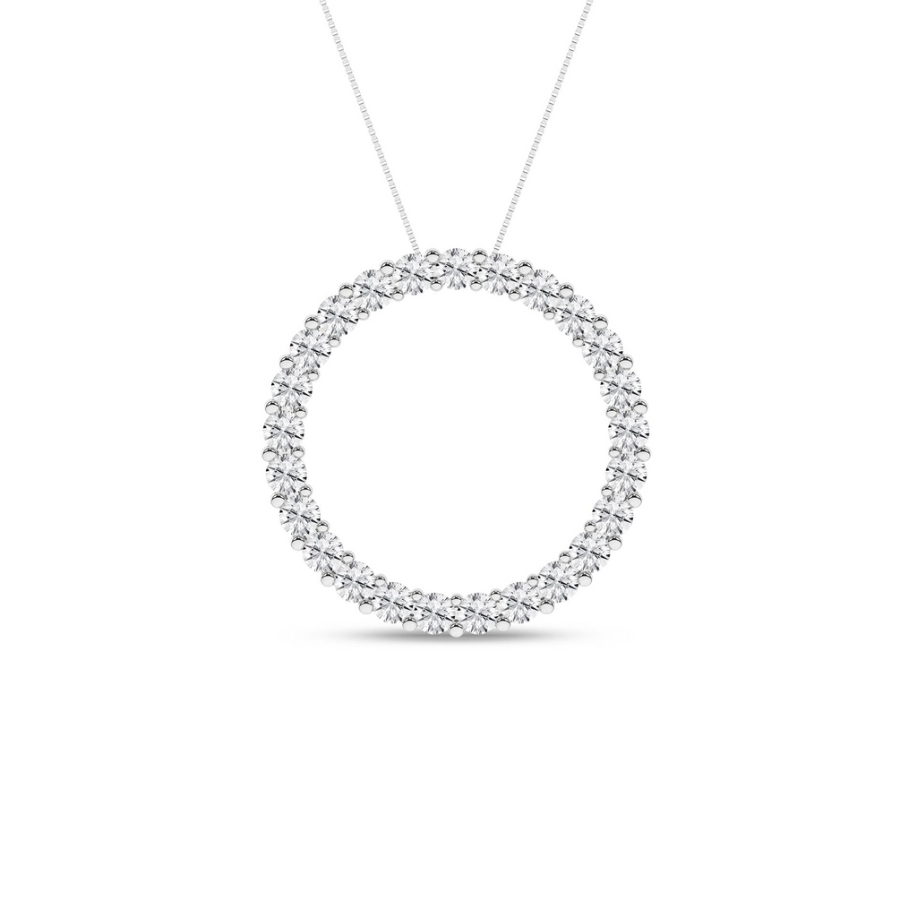 Lady's 14 Karat Circle Necklace Lab-Grow Diamond 25 1.00tw Round E/F V