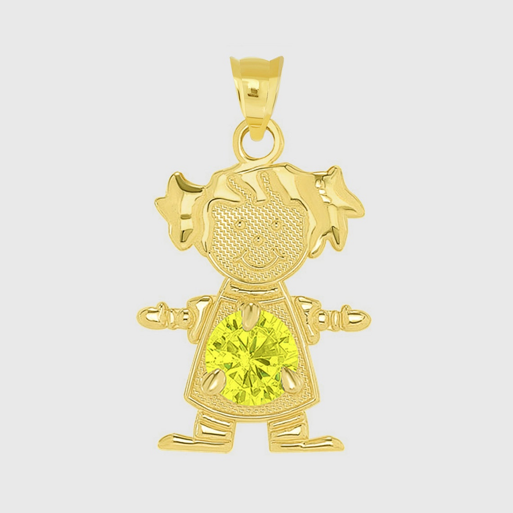 Ladys Yellow 14 Karat Girl B Stone Charm-Nov
 Length: 22.09