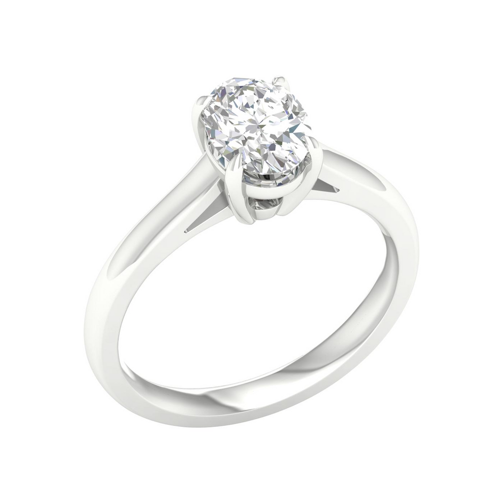 Lady's White 14 Karat Engagement Ring one = 1.25ct Oval Lab Grown Diam