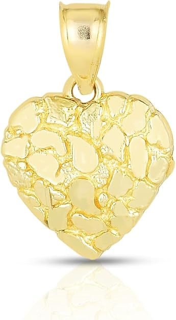 10 Karat Nugget Heart Large Pendant Length 24.5 Color: Yellow
Gender: