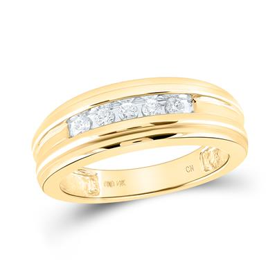 Yellow 14 Karat Men's Diamond Wedding Band 0.25tw Round Diamonds Gende