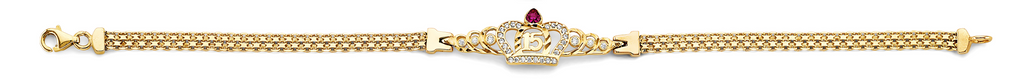 Lady's 14 Karat Cz 15 Years Crown Bracelet Color: Yellow
Length: 7"