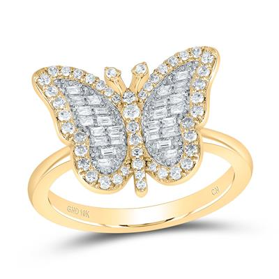 Lady's Yellow 10 Karat Fashion Butterfly Ring 0.333tw Various Shapes D