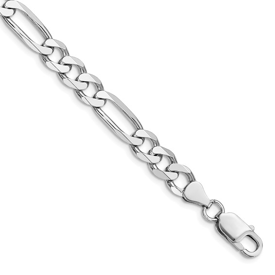 White Sterling Silver Rhodium Bracelet Style: Figaro
Length: 8" 7.5mm