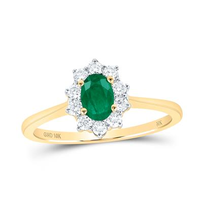 Lady's Yellow 10 Karat Fashion Ring 0.25tw Round Diamonds
one 6x4 Ova