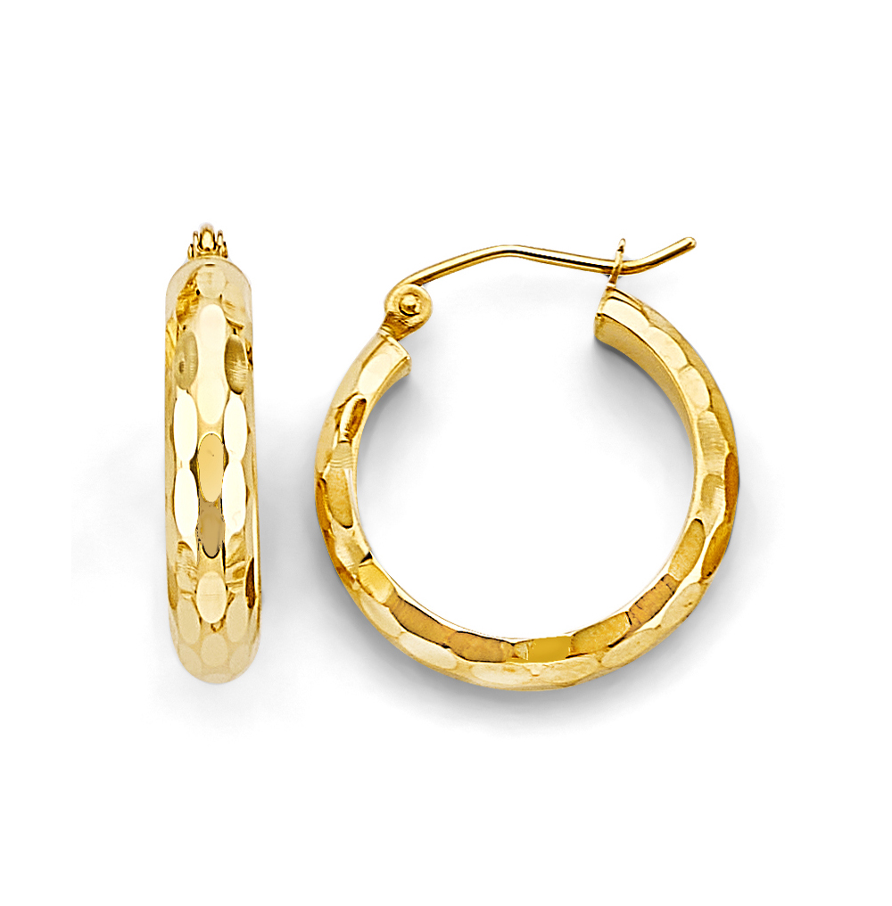 Lady's Yellow 14 Karat Hoop Earrings Length: 20.89