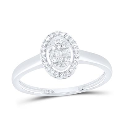 Lady's White 10 Karat Fashion Ring 0.20tw Various Shapes Diamonds Styl