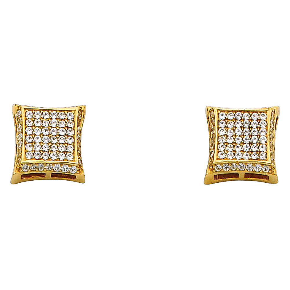 Lady's Yellow 14 Karat Square cz Earrings Style: Fancy
Length: 9.52