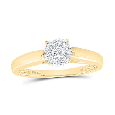 Lady's Yellow 10 Karat Engagement Ring 0.125tw Round Diamonds Finish: