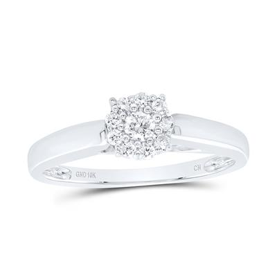 Lady's White 10 Karat Engagement Ring 0.20tw Round Diamonds Finish: po