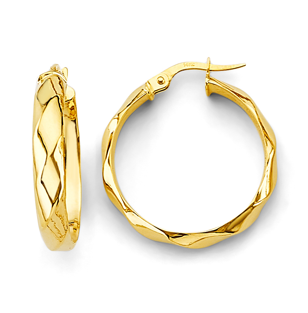 Lady's Yellow 14 Karats Shiny Hoops
Finish: Polished
Length: 23