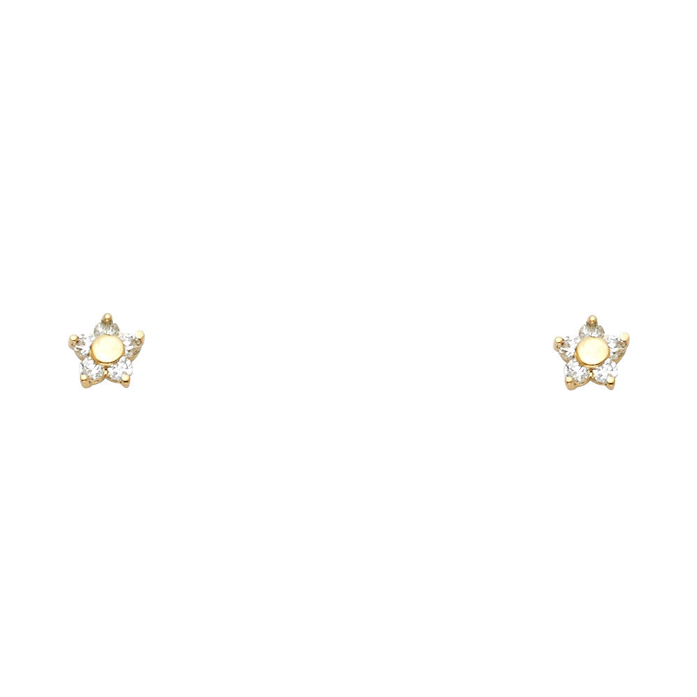 Lady's Yellow 14 Karat Flower Stud Earrings Finish: Polished
Length: