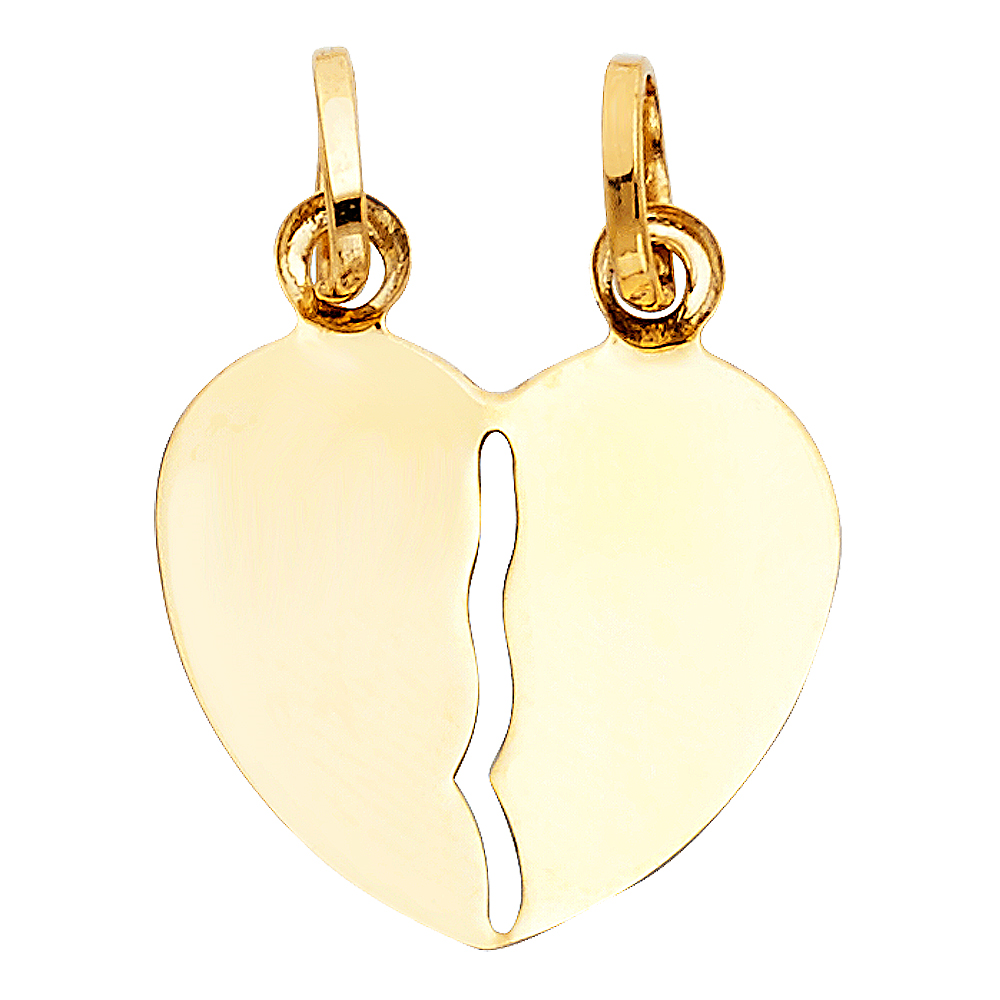 Yellow 14 Karat Broken Heart Pendant Length: 20.5