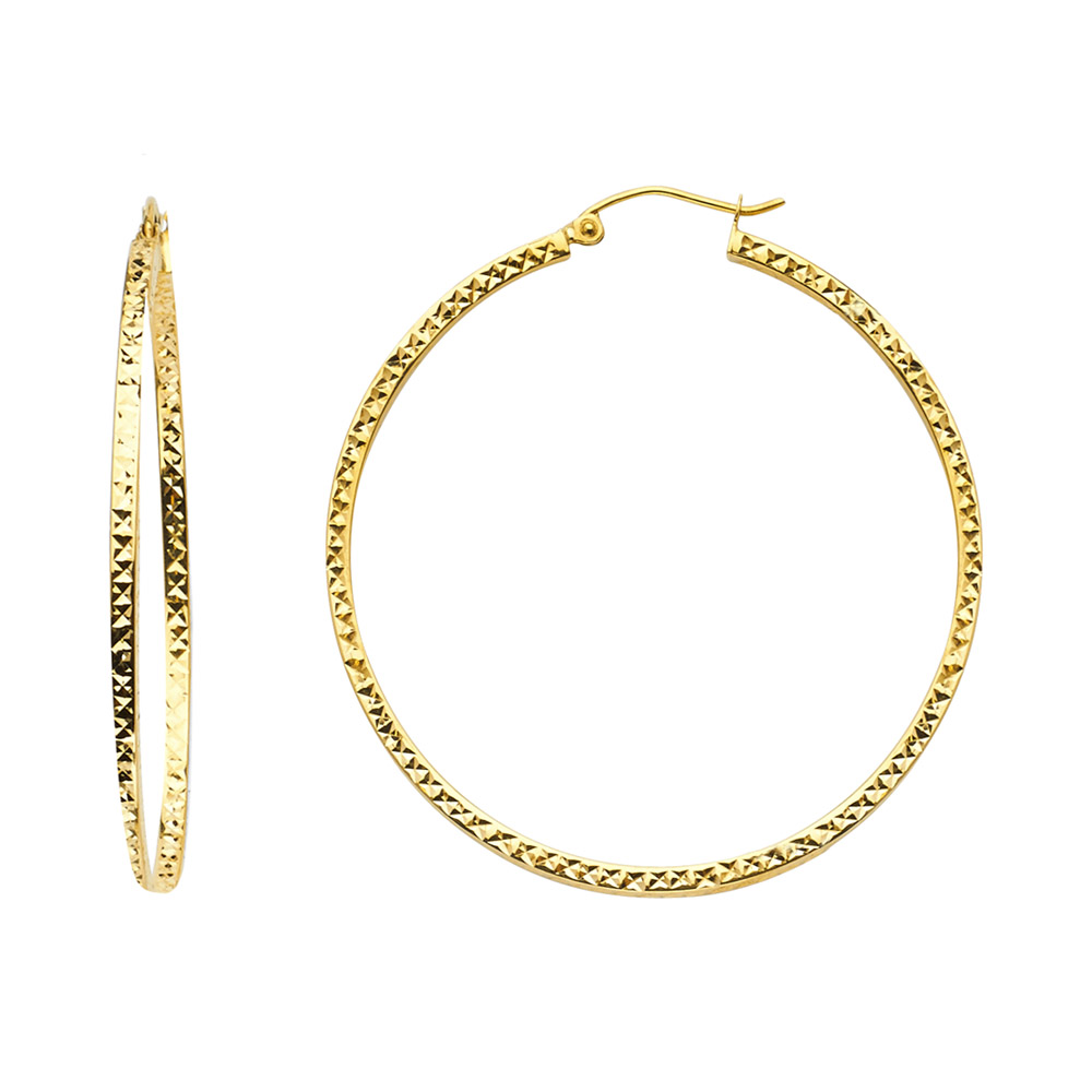 Lady's Yellow 14 Karat Earrings Style: Hollow
Finish: Polished
Lengt