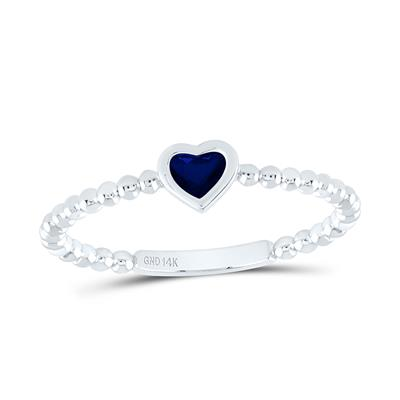 Lady's White 14 Karat Fashion Ring Heart Sapphires 3.4x3.4mm  Style: H