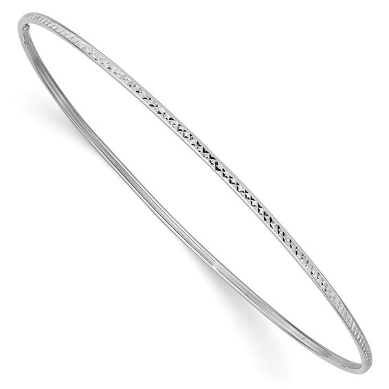 White 14 Karat Diamond Cut Bangle