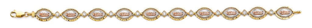 Lady's 14 Karat St. Jude Bracelet
Color: Three-tone
Length: 7"
