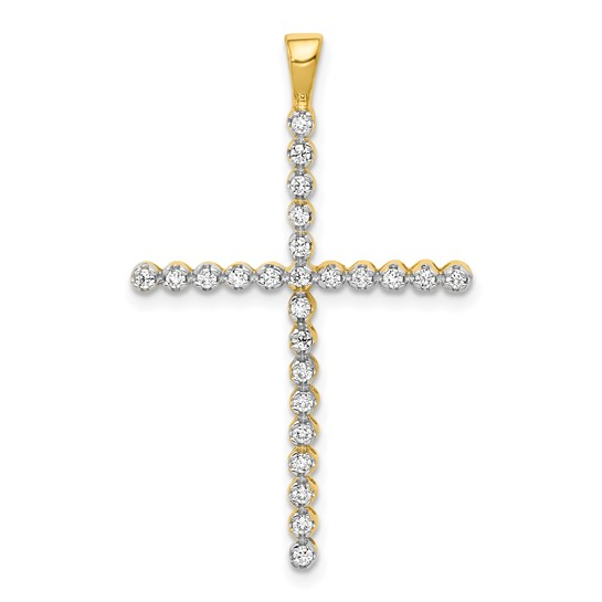 14k and Rhodium 1/4ct . Diamond cross pendant