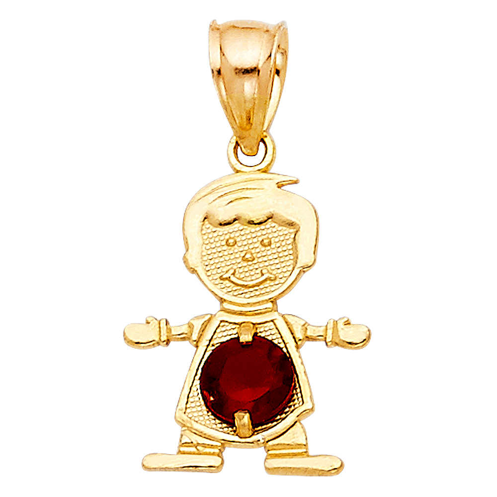 14KY Boy December Birth Stone 17x12mm