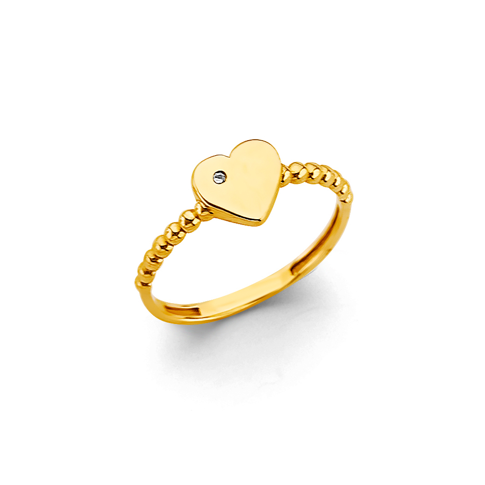 Lady's Yellow 14 Karat CZ Heart  Fashion Ring