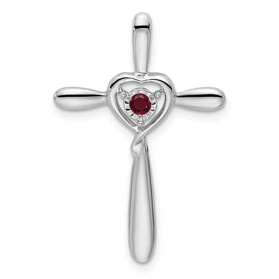 10 Karat Charm Cross with heart chain slides Length 26.8 one 0.10ct Ro