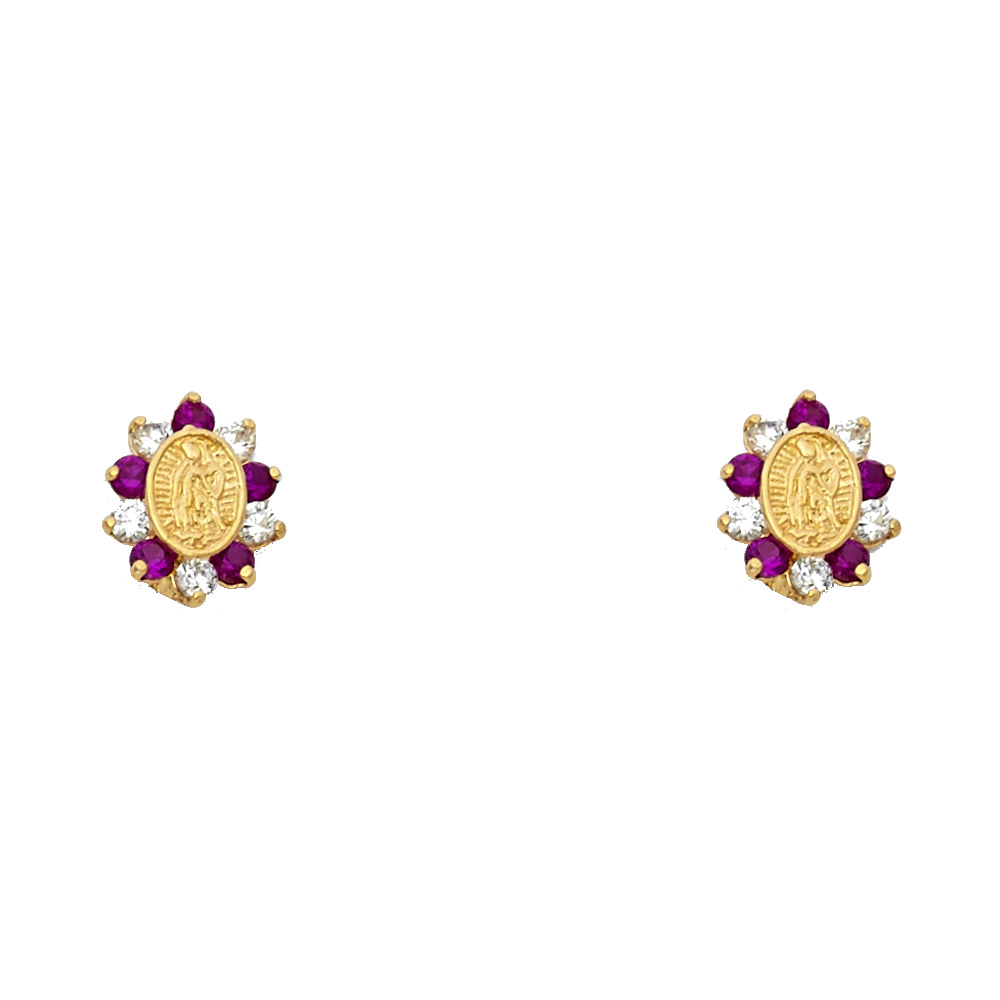 14KY Red CZ Guadlupe Stud Earrings