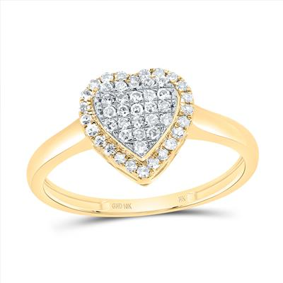 Lady's Yellow 10 Karat Fashion Heart Ring Length 10.6 = 0.25tw Round D