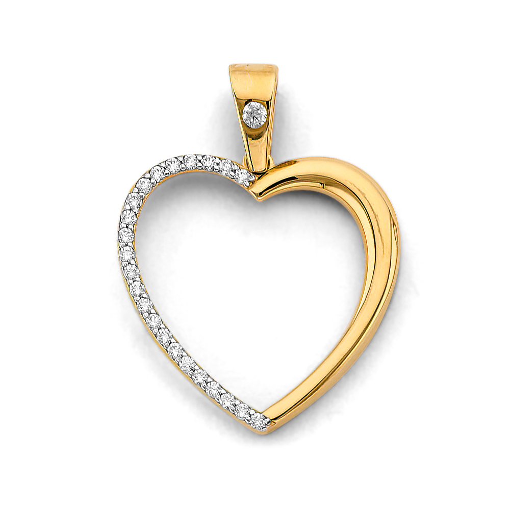 Two-Tone 14 Karat CZ Heart Pendant Length: 30