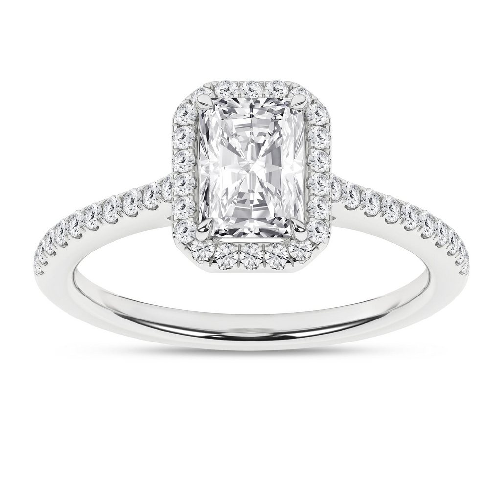 Lady's White 14 Karat Engagement Ring one = 1.05ct Radiant F VS1 Lab G